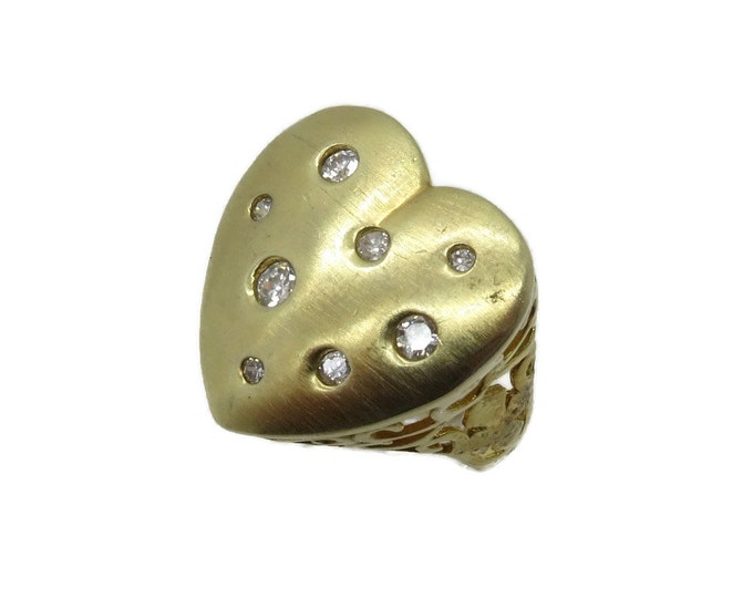 Sterling Silver Heart Ring, Vintage Gold Plated Silver Love Heart Ring, Size 7 Gift Box, Perfect Gift