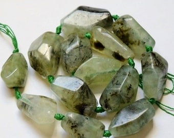 Genuine Prehnite Nuggets - approx.33-24 x 23-15 mm Gemstone Beads - Strand 16", 12 beads