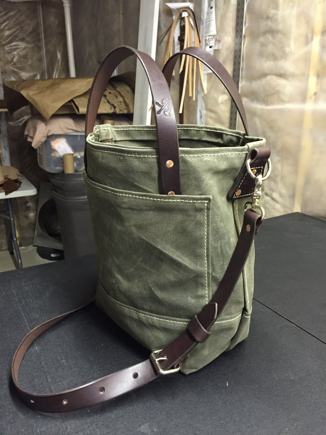 Handmade Waxed Canvas Tote Bag / Waxed Canvas Bags / Carry
