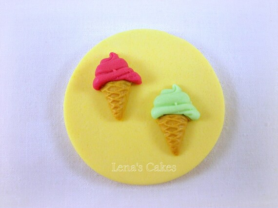 Ice Cream Party Cupcake Fondant Toppers, Edible Toppers, Girl Cupcake Toppers, Summer Birthday Decor Baby Shower, Beach Party Cake Topper Il_570xn