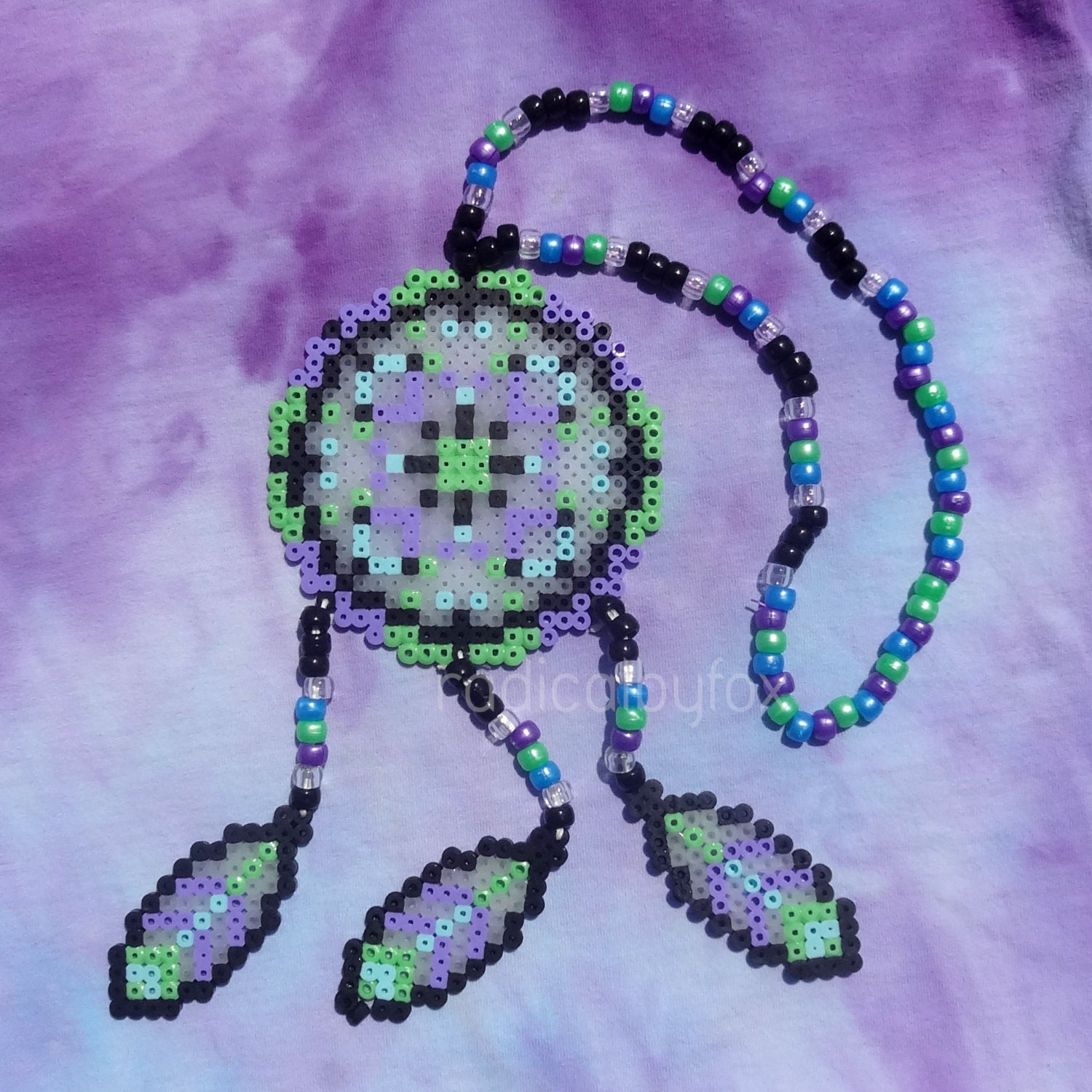 Dream Catcher Kandi Necklace Perler Bead Jewelry