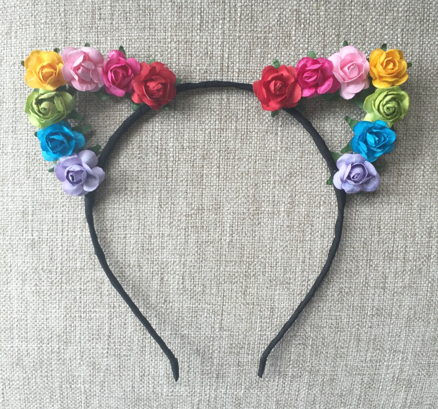 Download Rainbow flower cat ears headband PRIDE cat ears floral cat