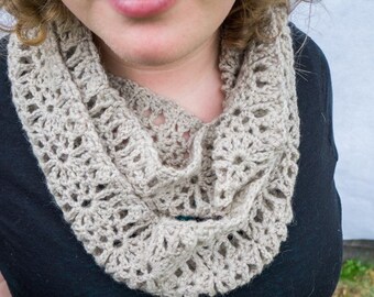 Crochet Infinity Scarf - Crochet Scarf Pattern - Crochet Scarf - Crochet Lace Scarf