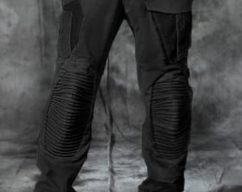 Post apocalyptic steampunk black men's pants - military style trousers.