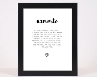 INSTANT DOWNLOAD Printable and Editable Yoga Art Print "Namaste" - Comes with PSD file and fonts