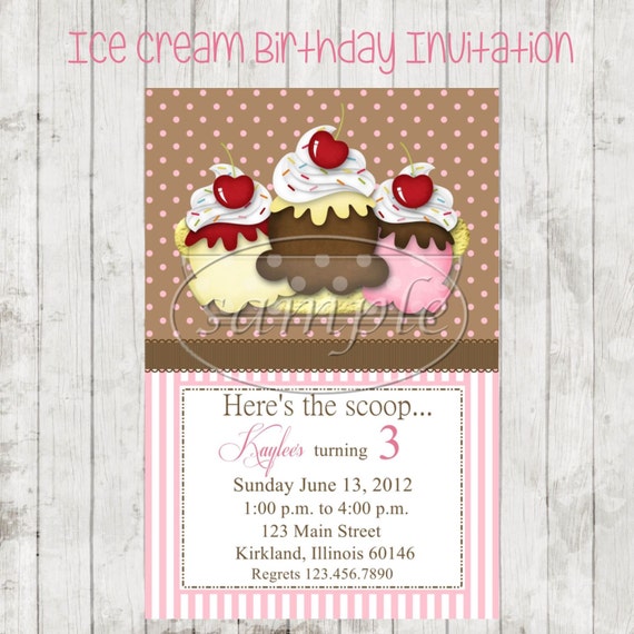 Ice Cream Sundae Party Invitations 3