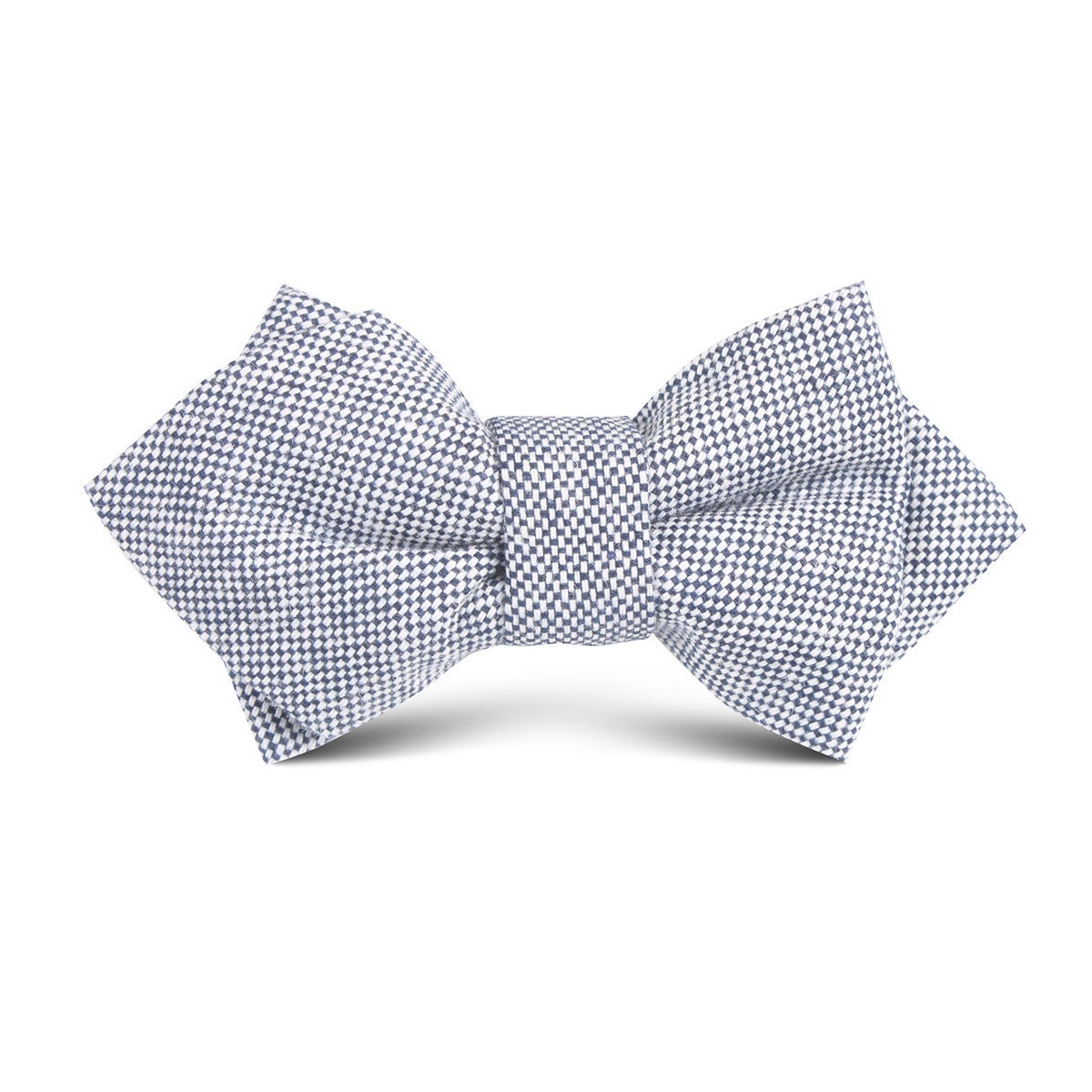 Kid's Navy Blue Tweed Linen Stitching Kids Diamond Bow Tie