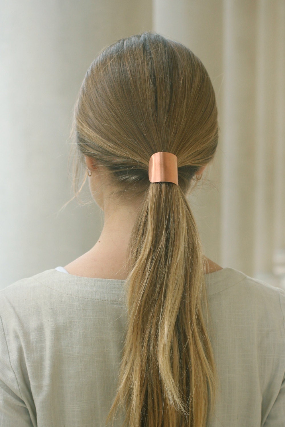 Rustic copper hair cuff tie size large boho chic hair