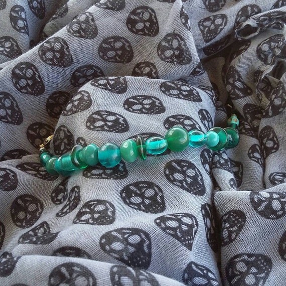 Turquoise Bracelet Glass Beads Unique One of a by GingerSkulls