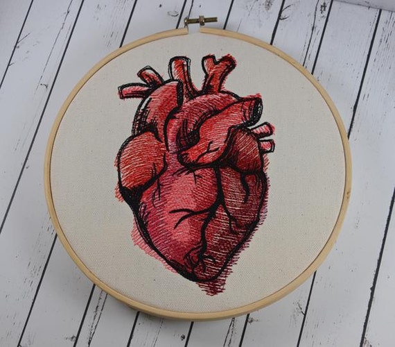 Anatomical Heart Embroidered Wall Art Valentine's Day