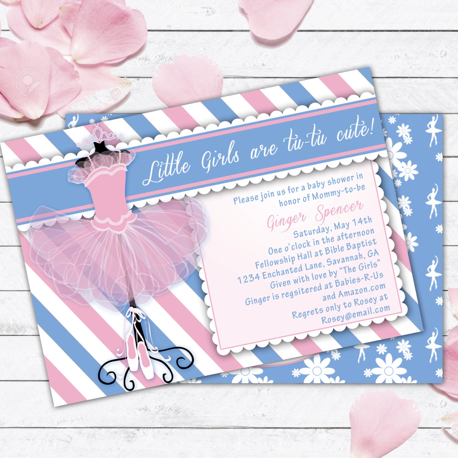 TuTu Cute Baby Shower Invitation Custom Baby Shower