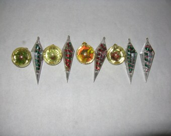 Set of 9 vintage jewel brite plastic Christmas tree ornaments
