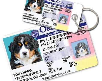 Oregon Driver License Custom Pet ID Tags and Wallet Card - Dog ID Tag - Personalized Pet ID Tags