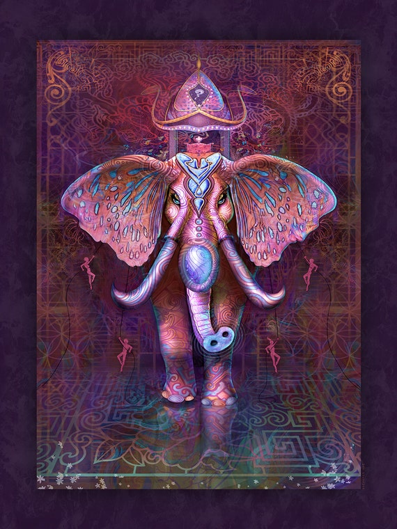 Pink Elephant Tapestry / Fleece Blanket / Wall by MaxPressman