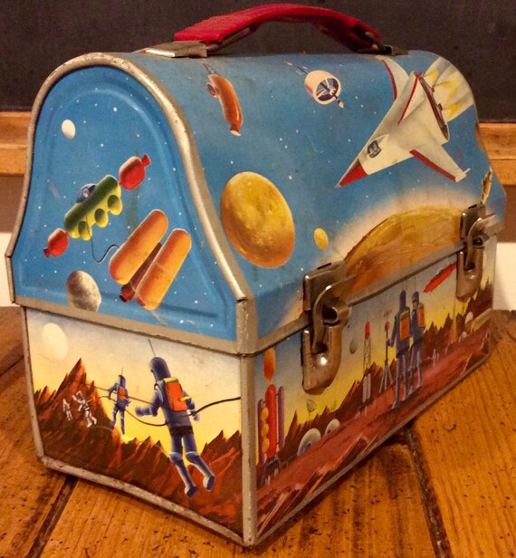 1960 ASTRONAUT Metal Dome Lunch Box Vintage Space Lunchbox