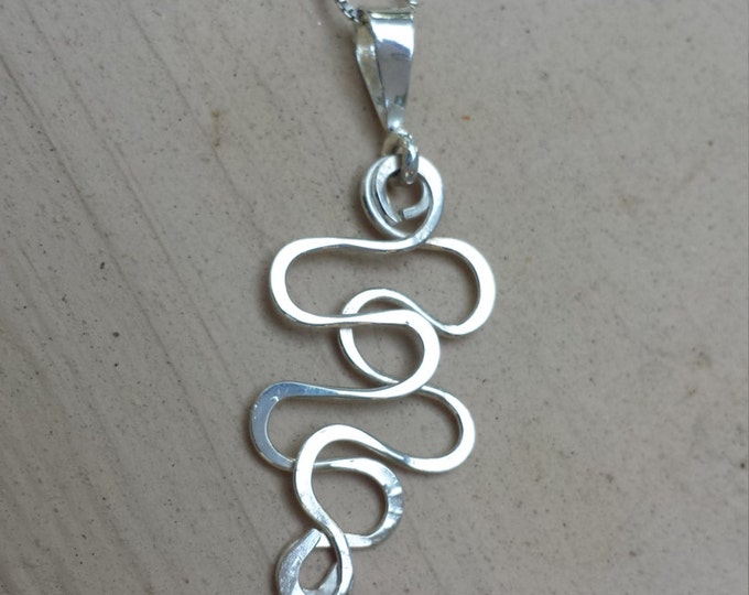 Squiggle sterling silver pendant