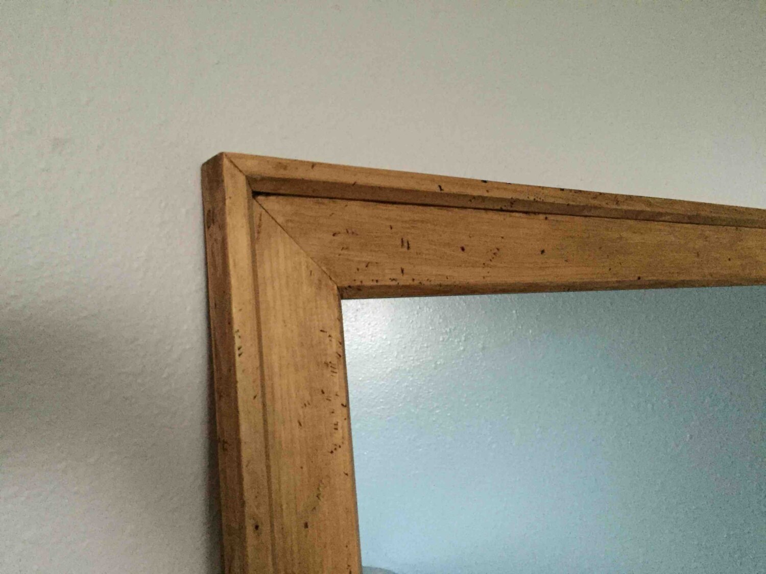 Large Knotty Pine Mirror Frame Hand Distressed for Aged Look