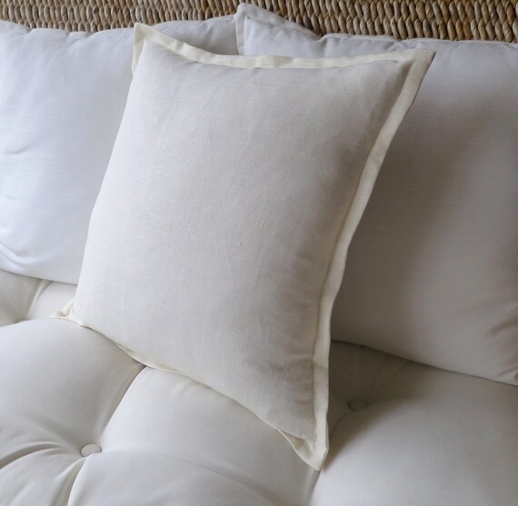 Ivory Linen Pillow Cover Off White Pillow Cover Flange Edge