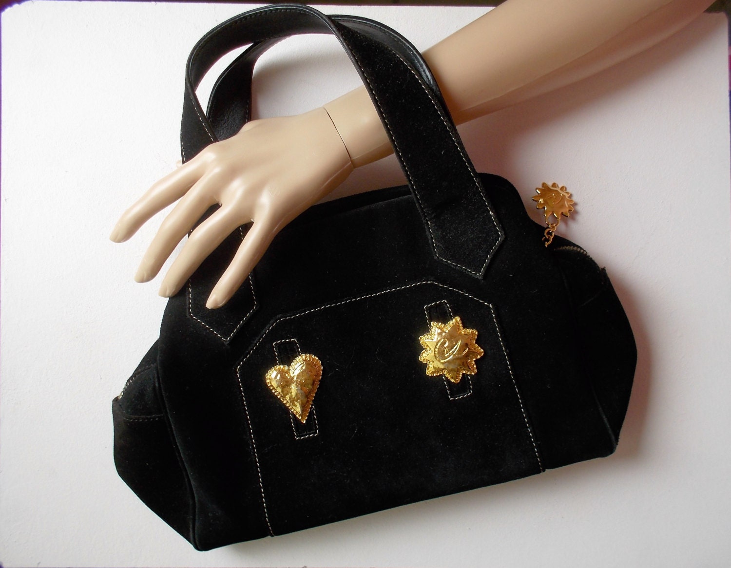 RARE Christian Lacroix France Suede Leather Purse CL Sunburst