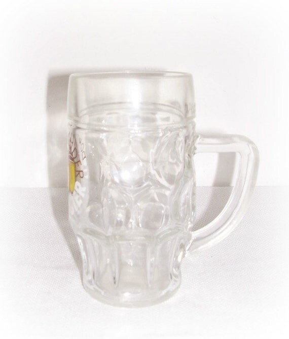 German Glass Beer Mug Stein Vintage DORTMUNDER UNION