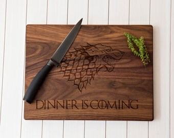 Game of Thrones Dinner is Coming Personalized Cutting Board, custom cutting board, engraved cutting board, couple cutting board cheese board