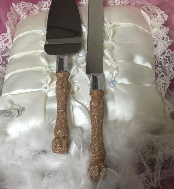 SALE Wedding  cake  server set  Cake  cutting  set  rose gold