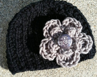Raiders NEWBORN Beanie, Raiders Apparel, Raiders Baby, Raiders Infant Beanie, Oakland Raiders, Black Grey, Raiders, Newborn Raiders beanie