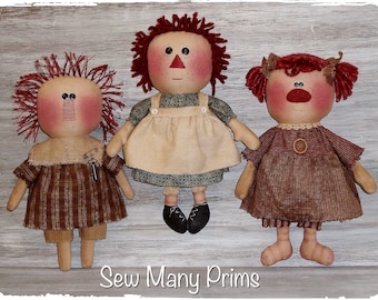 Primitive Doll PATTERN raggedy ann - Build An Annie - Sew Many Prims - instant download