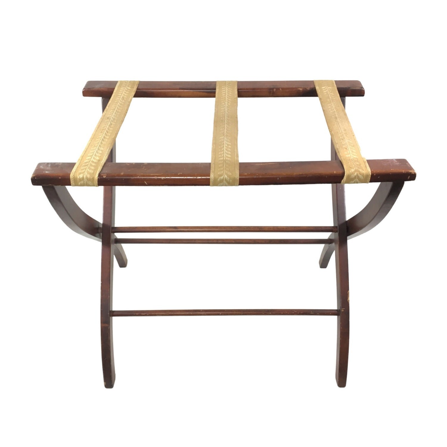 Vintage Suitcase Luggage Rack with Embroidery by PrimaTreasures