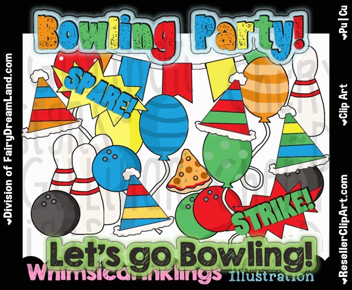 Bowling Party Clip Art Commercial Use Digital Image Png