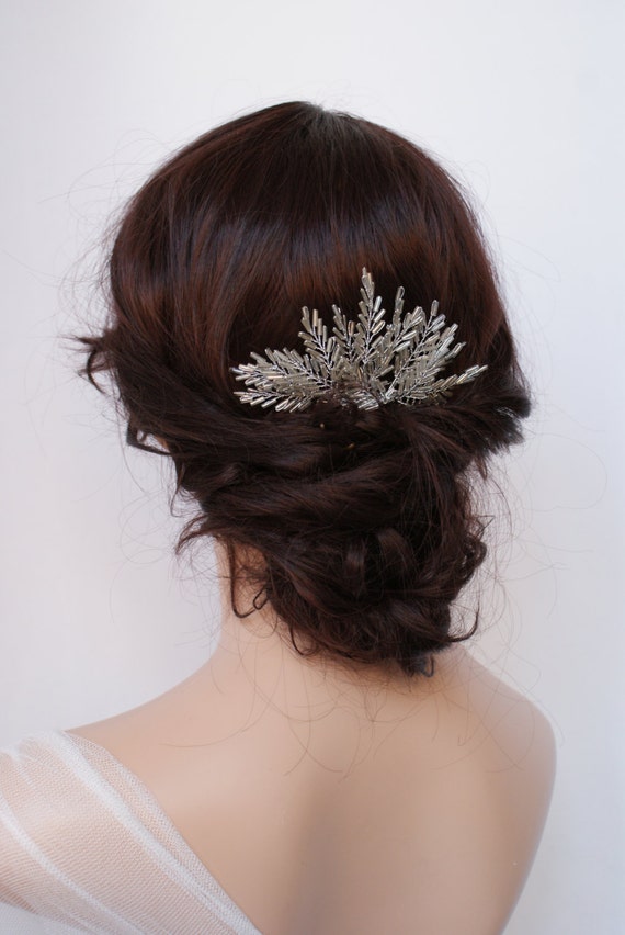 Winter Wedding  Comb Bridal  hair  accessory  silver beaded Hair 