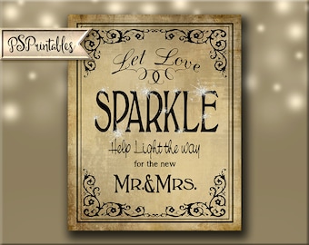 Let Love Sparkle Vintage style DIY Wedding sparkler print - immediately available via download - Black Tie Collection - Wedding Signage