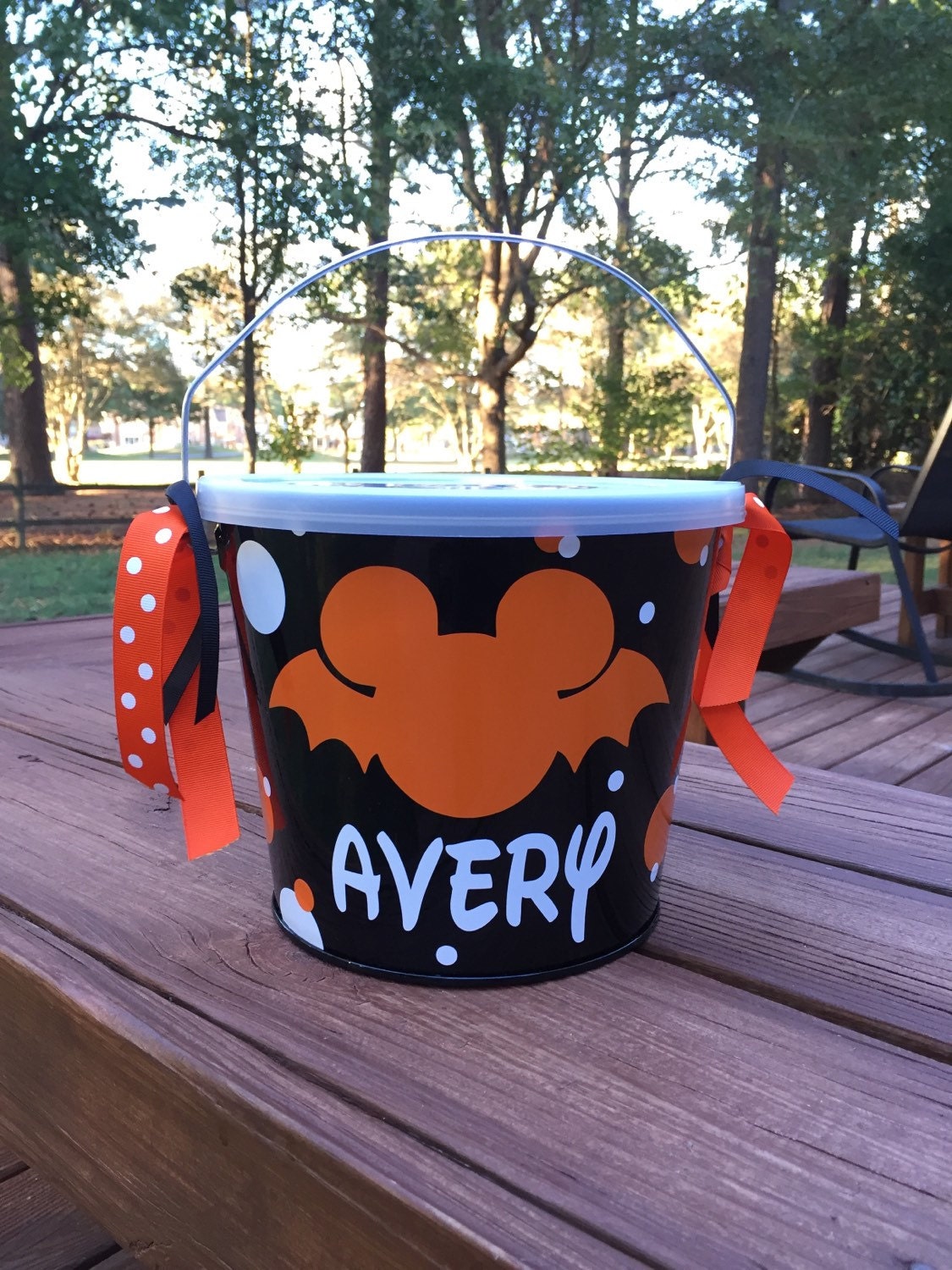 Halloween bucket candy bowl trick or treat by PrettynPreppyDesigns