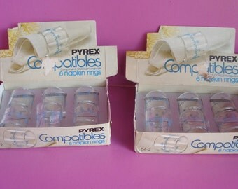 12 Vintage Pyrex Glass Napkin Rings Never Used