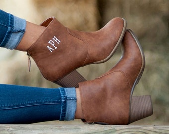 Boots, Brown Ashley, Personalized Boots, Monogrammed Boots