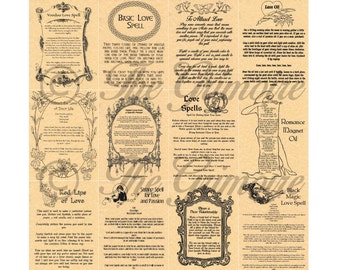 12 Love Book of Shadows Pages - Witchcraft - Wicca - Real Magic Spells - Wicca Poster - Spell Book Pages - Like Charmed