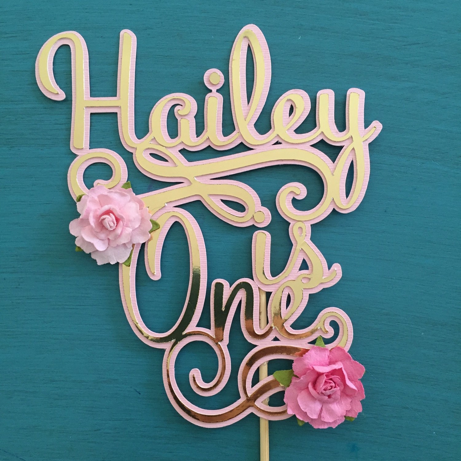 Gold Mirror Rosette Cake Topper custom birthday cake topper