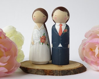 Wedding Cake Toppers// Peg Dolls Custom Wedding Cake toppers// Wooden Dolls//Cake toppers
