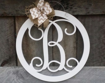 Initial Door Hanger - Personalized Door Hanger - Monogram Wreath - Personalized Door Decor - Personalized Gift