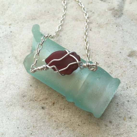 Red Sea Glass Bracelet Nautical Jewelry for Beach Wedding