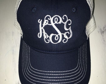 monogrammed cap, monogrammed hat, monogrammed trucker cap, monogrammed baseball cap
