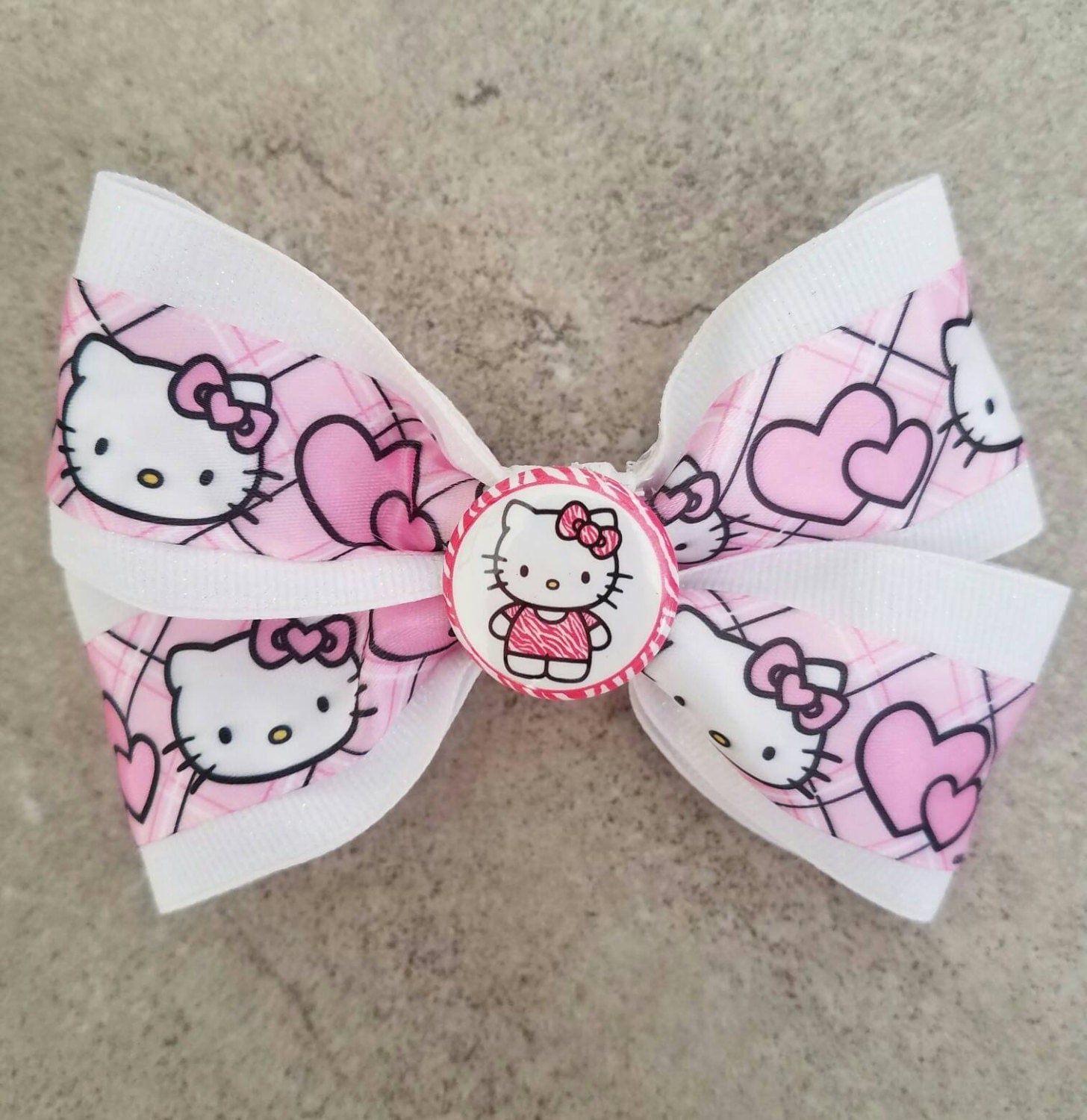 Hello Kitty Hair Bow. Hello Kitty Hair Clip. White Hello Kitty