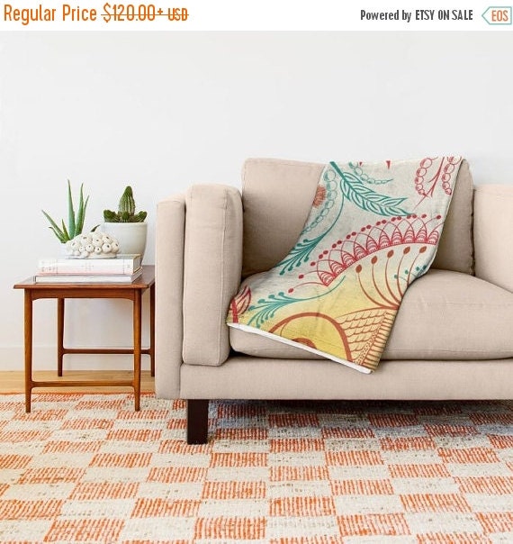 ON SALE 10 OFF Bohemian Throw blanket Paisley Blanket by Famenxt