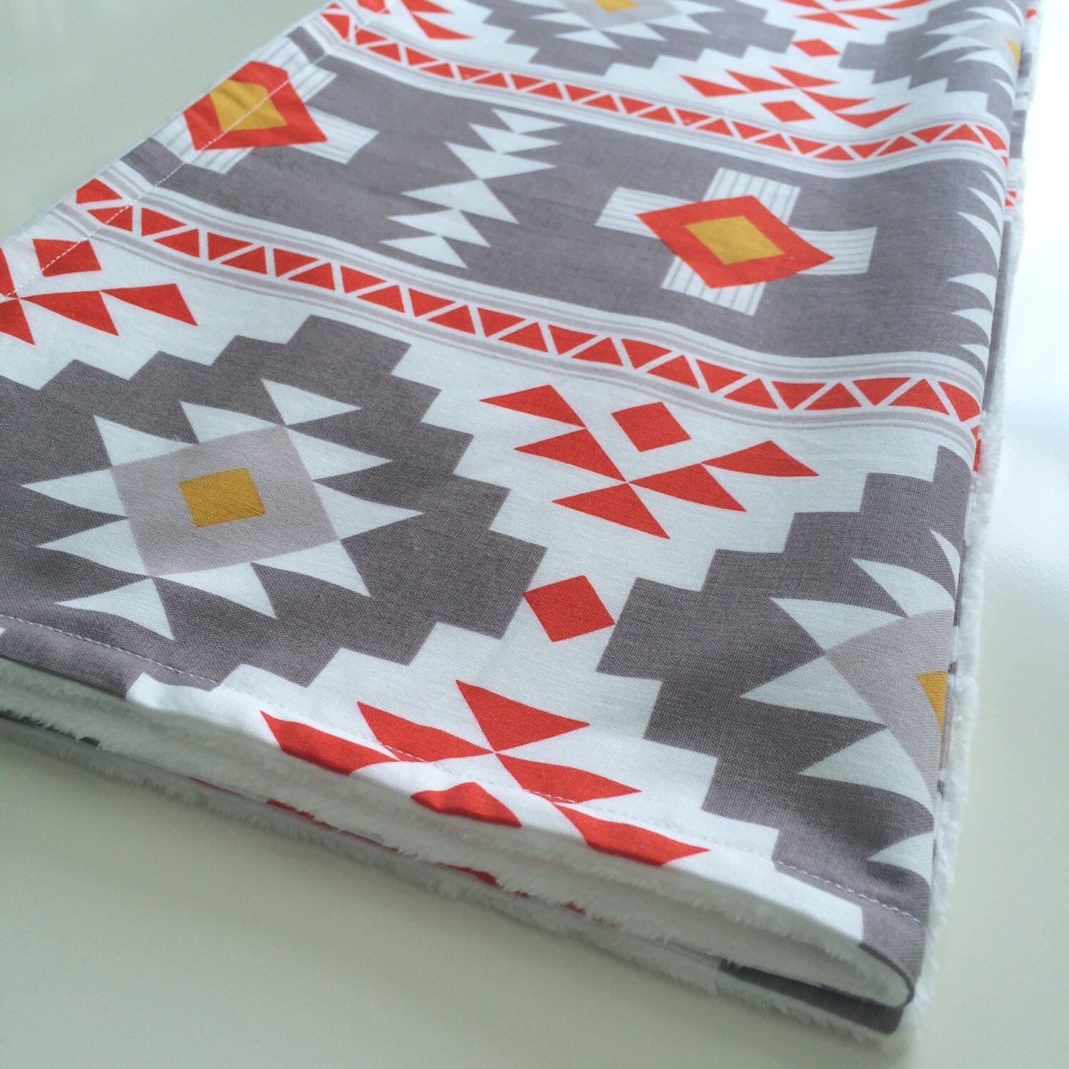 Aztec baby blanket Grey minky blanket Geometric baby