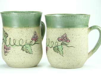 Couple mug, ceramic mug, Stoneware mug, stoneware cup, oversized coffee mug, latte mug, clay mug, ceramic travel mug, farmhouse style, green