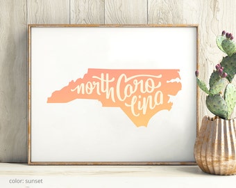 North Carolina print - North Carolina poster - North Carolina art - North Carolina wall art