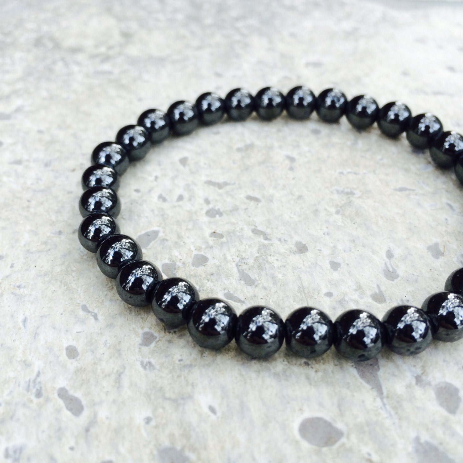 Hematite bracelet Beaded stretch hematite bracelet for women