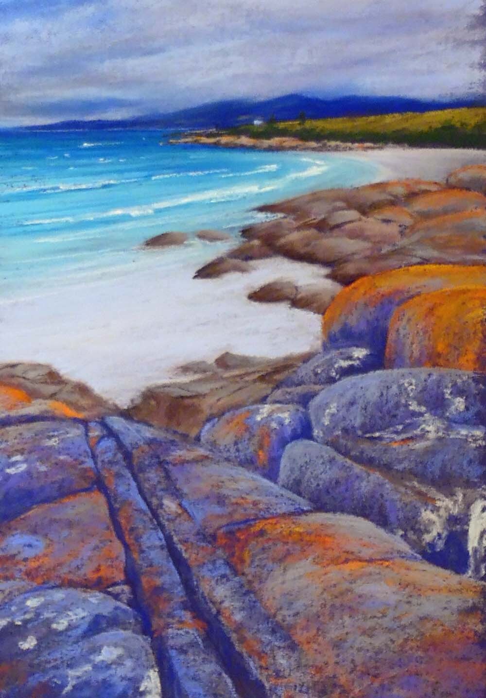 Original pastel painting. Seascape painting. by lindywhittonstudio