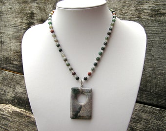 Jade Necklace Stone Bead Necklace Bead by CathysCraftyDesigns