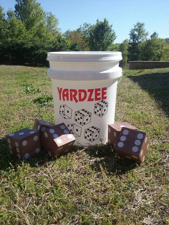 Yardzee oversized dice game with bucket custom colors